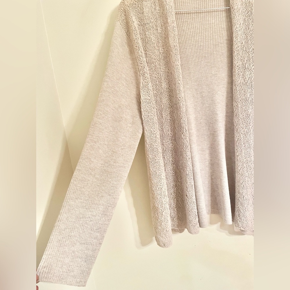 Eileen Fisher Women's 100% Wool Beige Knit Open Front Cardigan SzXL Italian Yarn - Picture 7 of 11